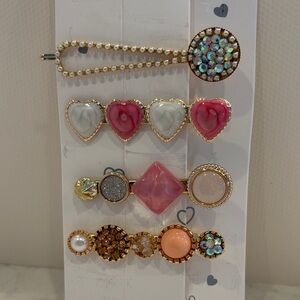 Elegant Gold and Pink Acrylic Hair Clip Set